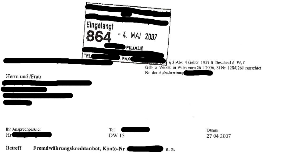 Fremdwährungskreditvertrag